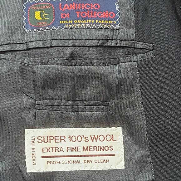 Zanetti Blazer Mens 42R Super 100s Wool Gold Buttons Made in Italy Tollegno - Picture 8 of 10